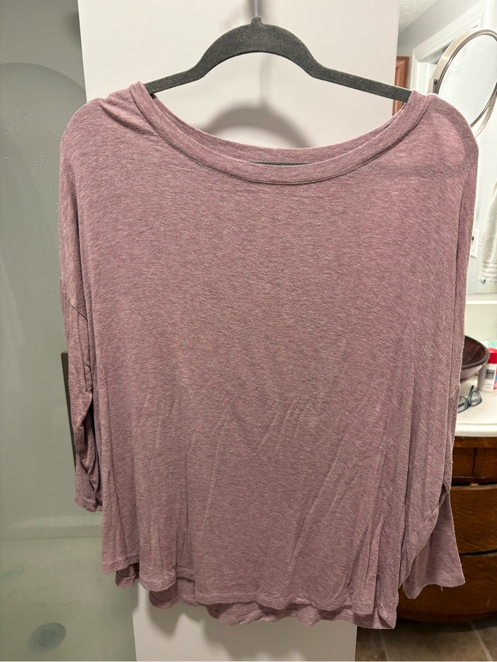 LOFT Dusty Mauve Long-Sleeve Boat Neck Top